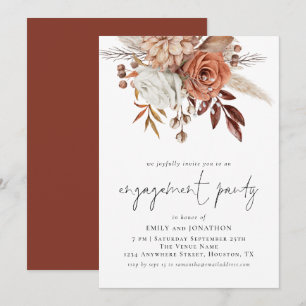 Förlovningsfesten Rustic Terracotta Blommigts Scri Inbjudningar
