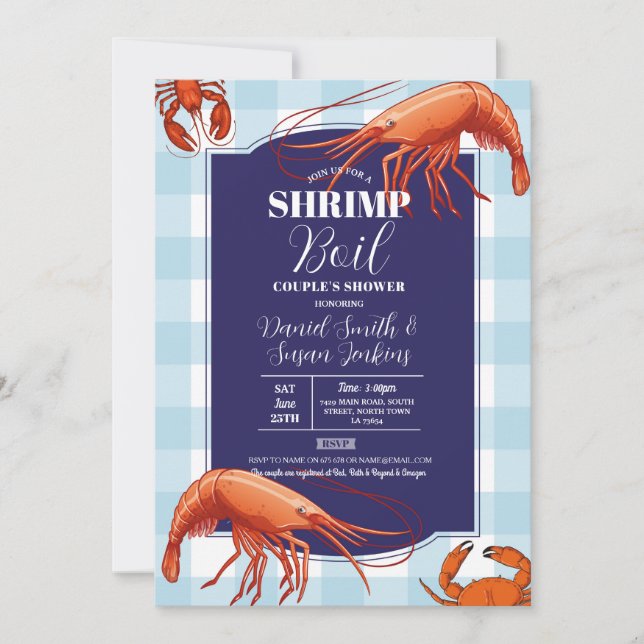 Förlovningsfesten Seafood Navy Lobster Inbjudningar (Framsida)