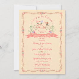 Förlovningsfesten Tandem Bicycle, Birds and Banner Inbjudningar