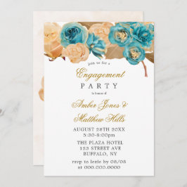 Förlovningsfesten Teal och Creamy Guld Ro Inbjudningar