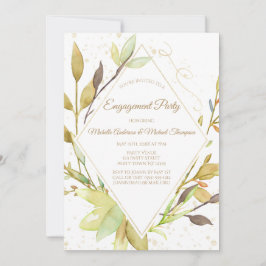 Förlovningsfesten Watercolor Greenery Löv Guld Inbjudningar