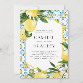 Förlovningsfesten Watercolor Lemon Mediterranean Inbjudningar