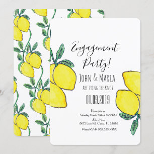 Förlovningsfesten Watercolor Lemon Vine Greenery Inbjudningar