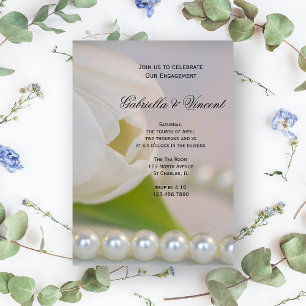 Förlovningsfesten White Tulip och Pearls Vår Inbjudningar