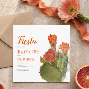 Förlovningsfirande Fiesta Kaktus Akvarell Blommig Inbjudningar