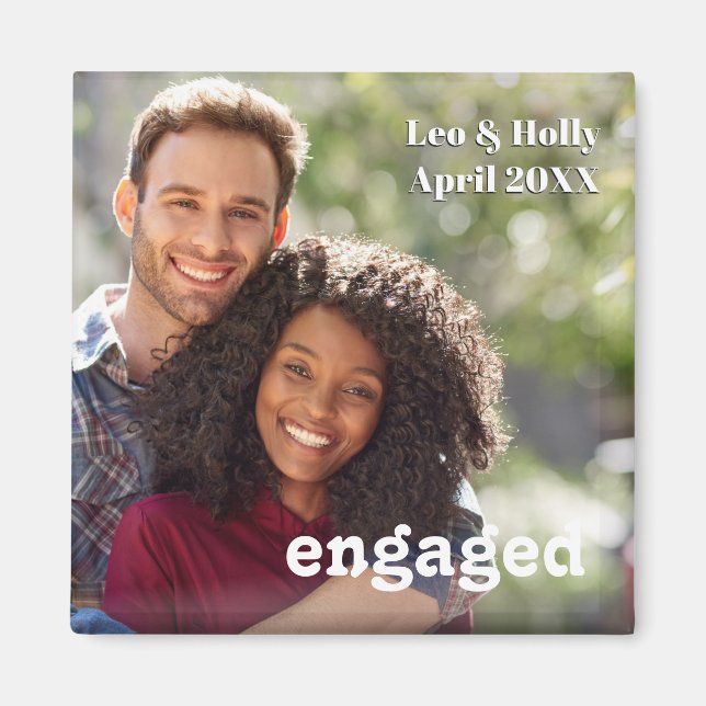 Förlovningsfoto Enkel Minnessak Magnet (Framsidan)