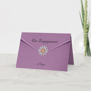 Förlovningskort Rosa Mauve Diamant Smycke Inbjudan