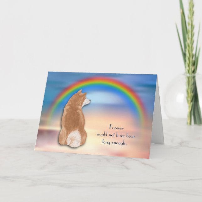 Förlust av Akita Hund Rainbow Sympathy Card Helgkort (Framsida)