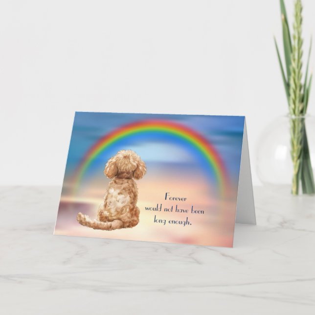 Förlust av Apricot Pudel Rainbow Sympathy Card Helgkort (Framsida)