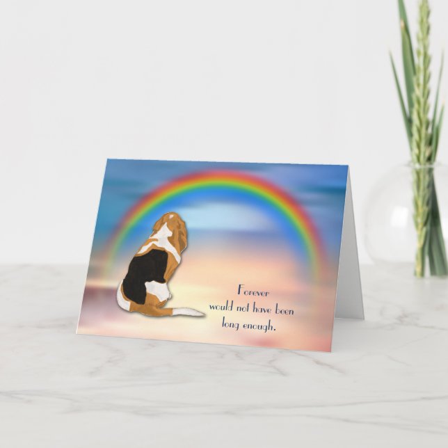 Förlust av basset Hound Rainbow Sympathy Card Helgkort (Framsida)