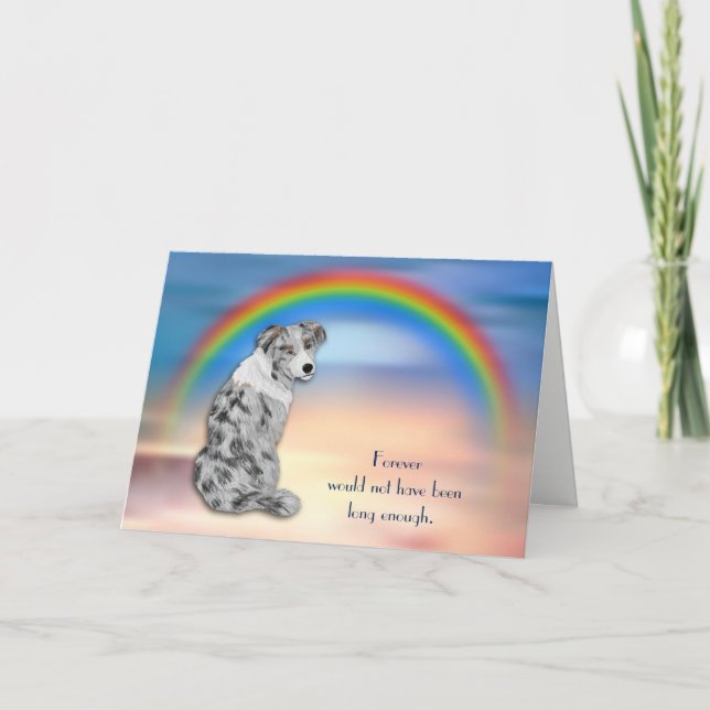 Förlust av Blue Merle Aussie Hund Rainbow Sympathy Helgkort (Framsida)