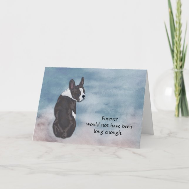 Förlust av Boston Terrier Condolence Sympathy Card Helgkort (Framsida)