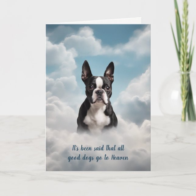 Förlust av Boston Terrier Hund Heaven Sympathy Car Helgkort (Framsida)