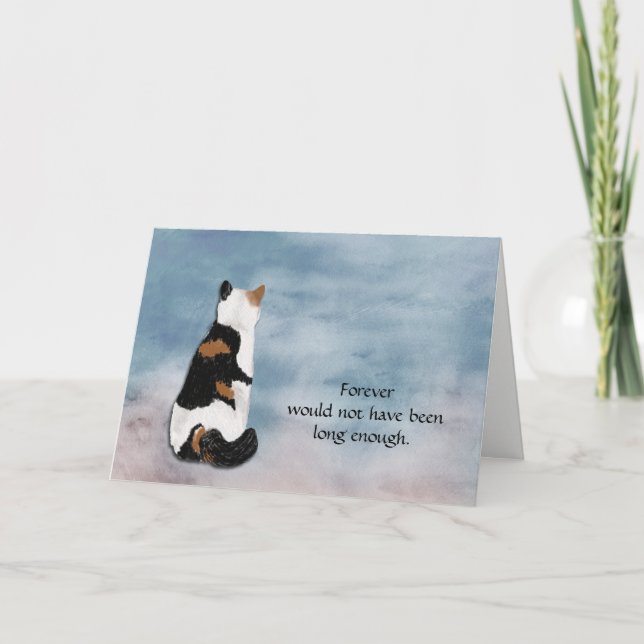Förlust av Calico Cat Sympathy Condolence Card Helgkort (Framsida)