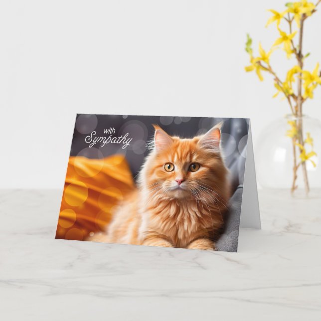Förlust av en katt Orange Tabby Husdjur Sympati Kort (Gul blomma)