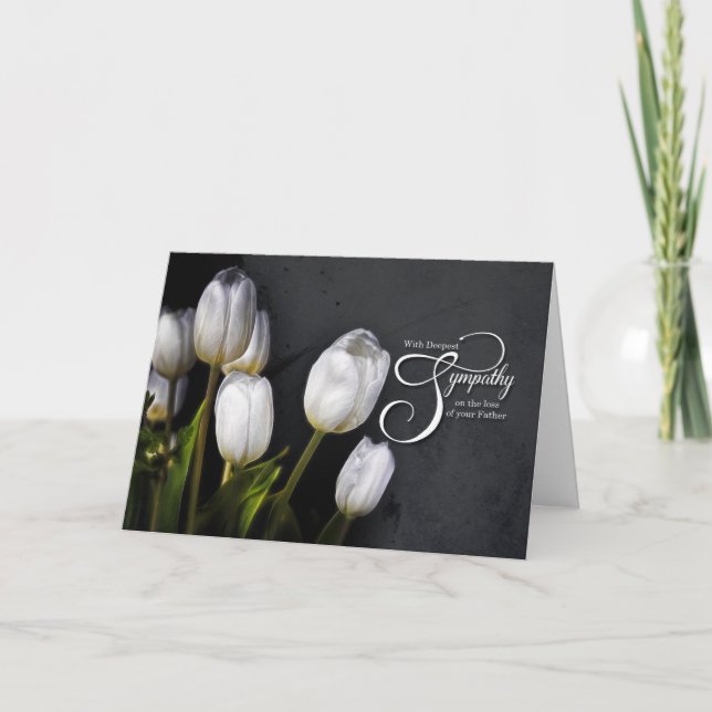Förlust av Far Sympathy White Tulips Kort (Framsida)