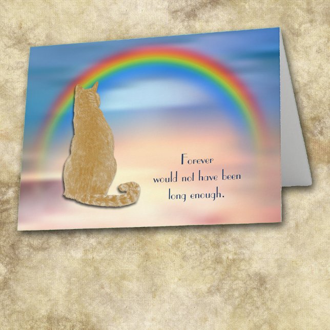 Förlust av Ginger Cat Rainbow Sympathy Card Helgkort (Skapare uppladdad)