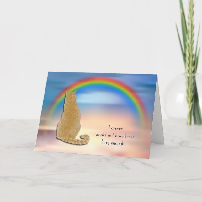 Förlust av Ginger Cat Rainbow Sympathy Card Helgkort (Framsida)