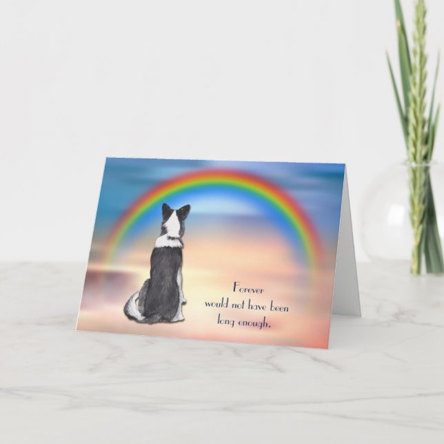 Förlust av Gräns Collie Rainbow Sympathy Card Helgkort (Framsida)