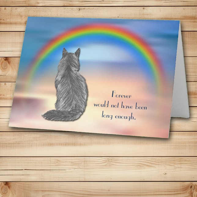 Förlust av Grått Cat Rainbow Sympathy Card Helgkort (Skapare uppladdad)