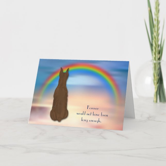 Förlust av Great dane Hund Rainbow Sympathy Card Helgkort (Framsida)