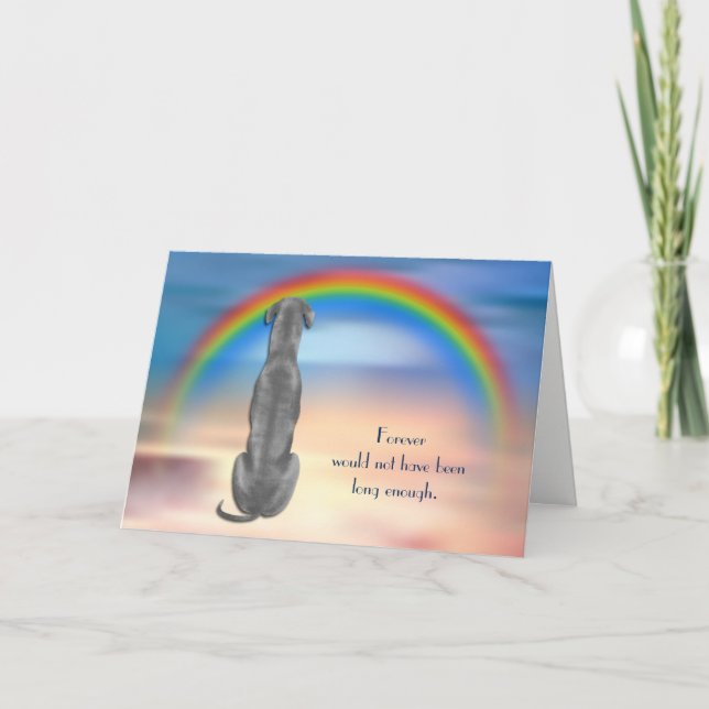 Förlust av Greyhound Hund Rainbow Sympathy Card Helgkort (Framsida)