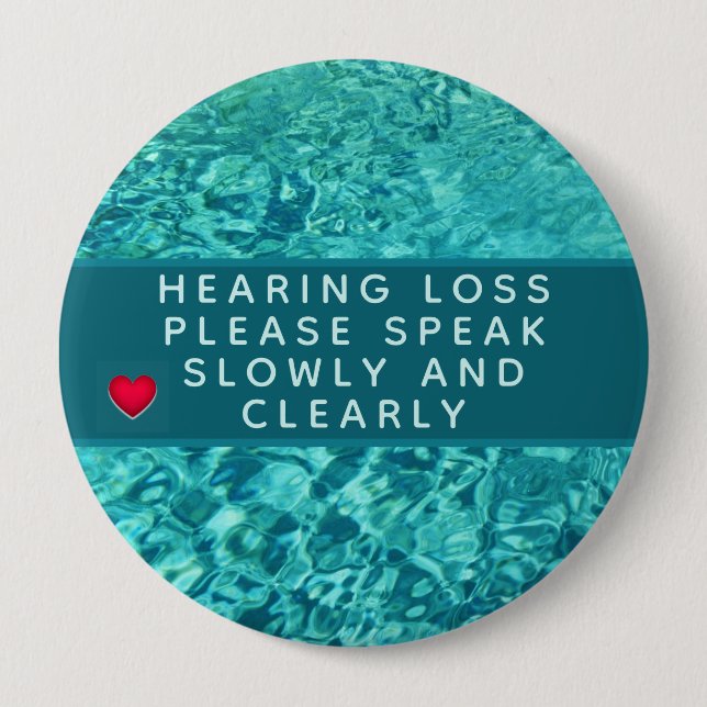 Förlust av hörsel i Aqua abstrakt 4 tum Knapp (Framsida)