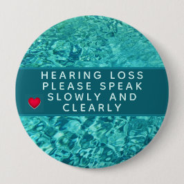 Förlust av hörsel i Aqua abstrakt 4 tum Knapp