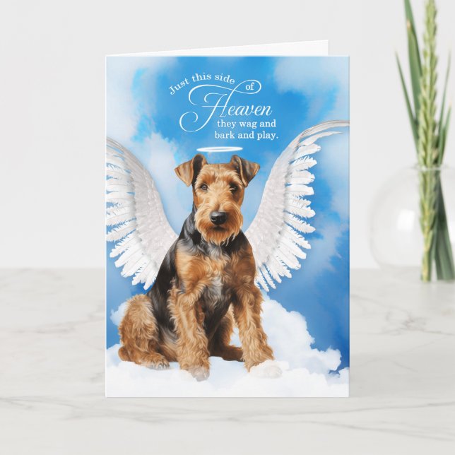 Förlust av Hund Airedale Terrier Angel Pet Sympath Kort (Framsida)