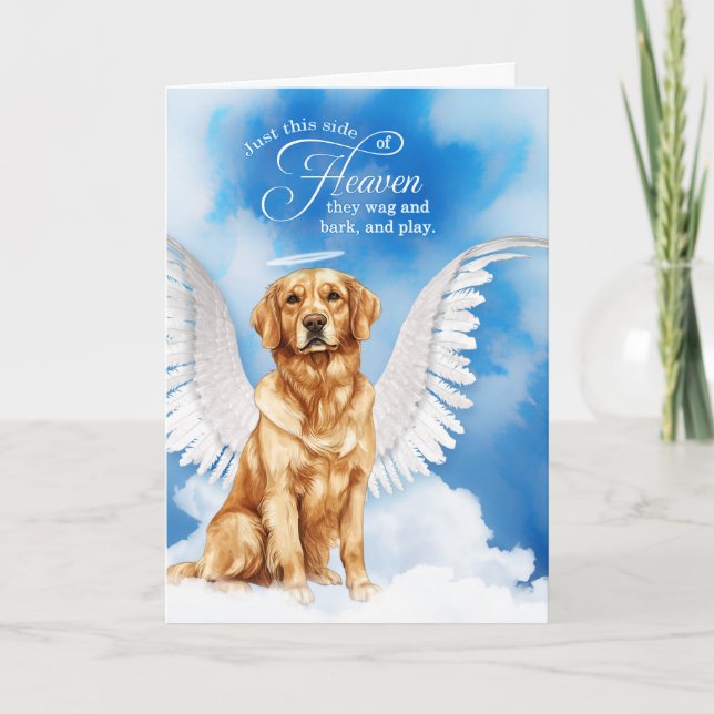 Förlust av Hund Golden Retriever Angel Pet Sympath Kort (Framsida)