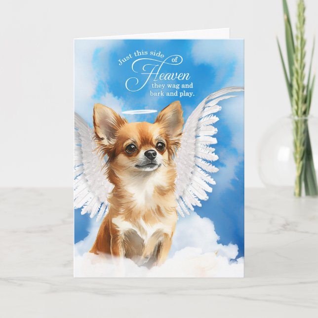 Förlust av Hund Tan Långhårig Chihuahua Pet Sympat Kort (Framsida)