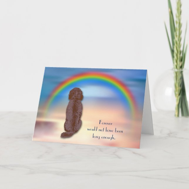 Förlust av labradoodle Hund Rainbow Sympathy Card Helgkort (Framsida)