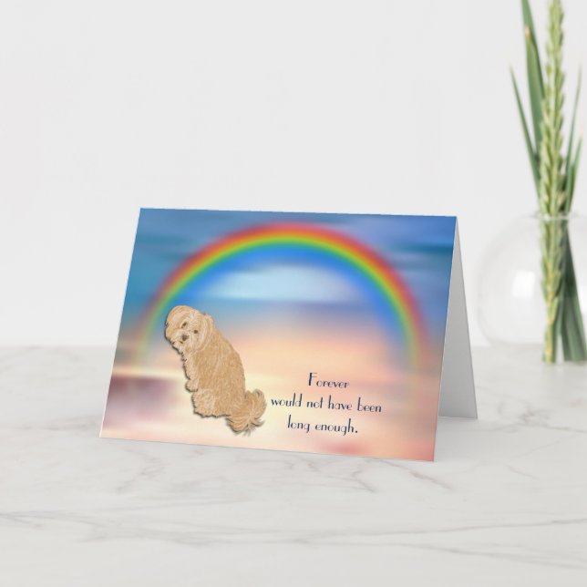 Förlust av Lhasa Apso Hund Rainbow Sympathy Card Helgkort (Framsida)