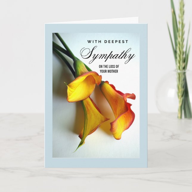 Förlust av Mor Sympathy Calla Lilies Kort (Framsida)