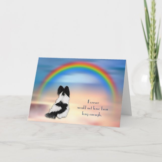 Förlust av Papillon Spanska Hund Rainbow Sympathy  Helgkort (Framsida)