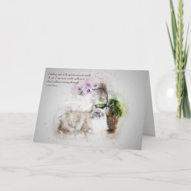 Förlust av Pet Cat Jules Verne Quote Anpassningsba Kort (Framsida)