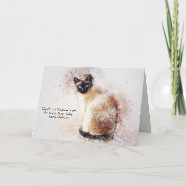 Förlust av Pet Cat (Siamese) Anpassningsbar Sympat Kort (Framsida)