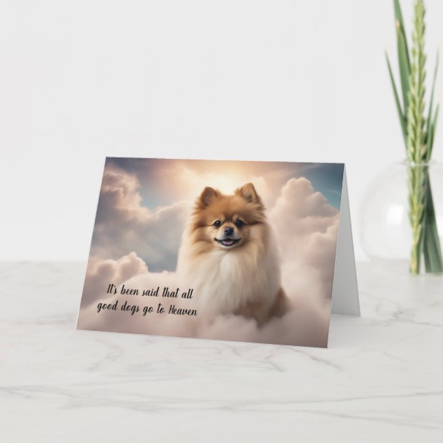 Förlust av Pommerns Hund Heaven Sympathy Card Helgkort (Framsida)