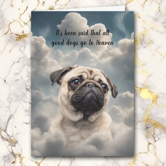 Förlust av Pug Hund Heaven Sympathy Card Helgkort (Skapare uppladdad)