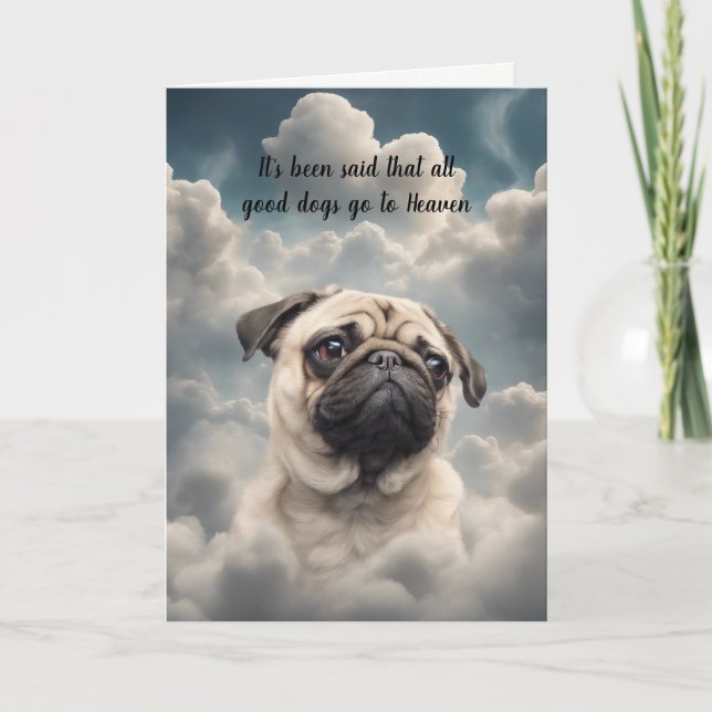 Förlust av Pug Hund Heaven Sympathy Card Helgkort (Framsida)