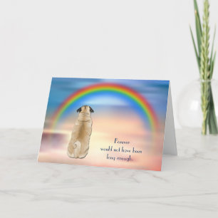 Förlust av Pug Rainbow Sympathy Condolence Card Helgkort