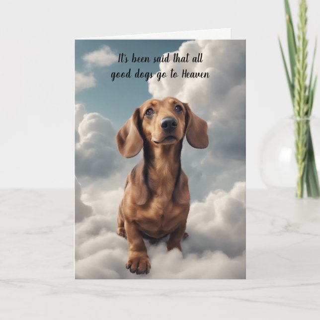 Förlust av Red Dachshund Hund Heaven Sympathy Card Helgkort (Framsida)