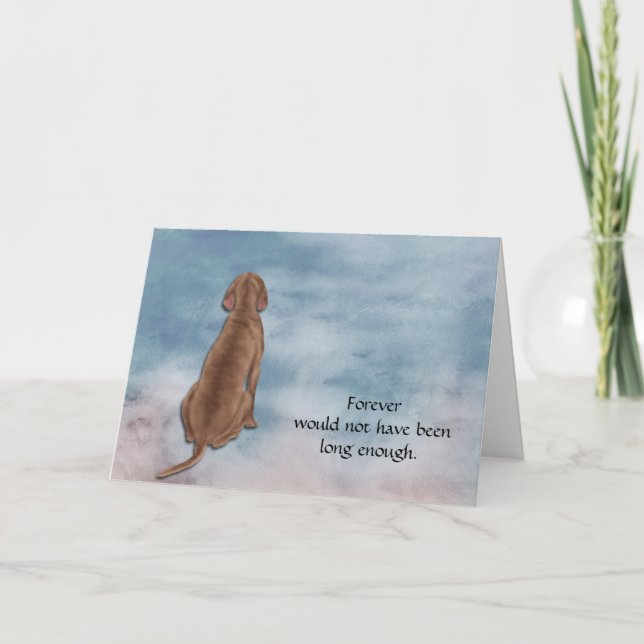 Förlust av Red Weimaraner Hund Sympathy Card Helgkort (Framsida)