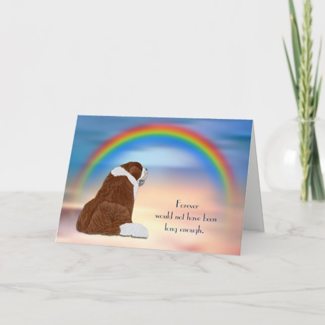 Förlust av Sankt Bernard Hund Rainbow Sympathy Car Helgkort (Framsida)