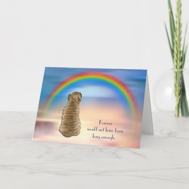 Förlust av Shar Pei Hund Rainbow Sympathy Card Helgkort (Framsida)