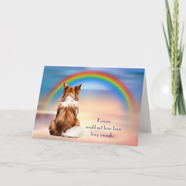 Förlust av Shetland Sheepdog Rainbow Sympathy Card Helgkort (Framsida)