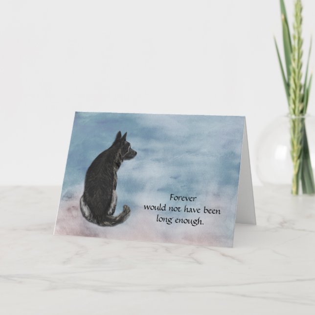 Förlust av svart-tyska shepherd-Hund Sympathy Card Helgkort (Framsida)