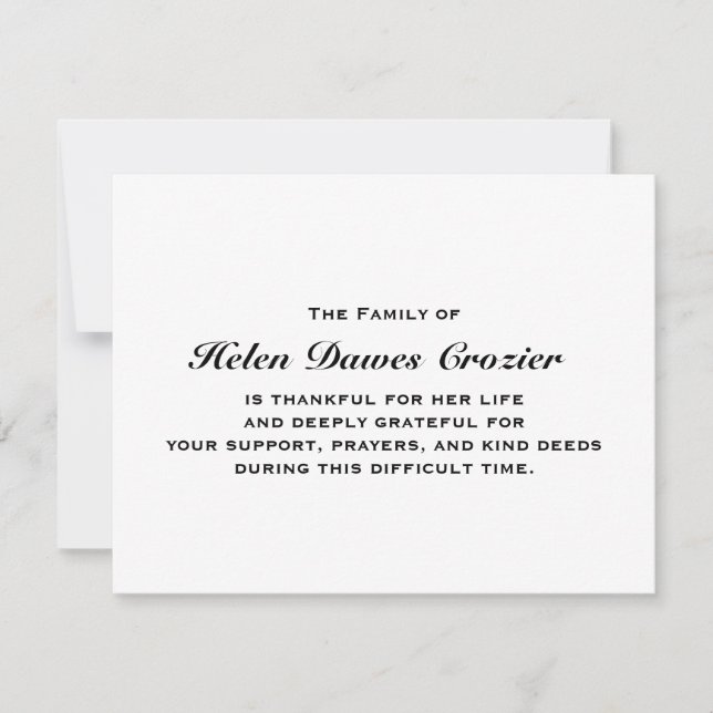 Förlust- och sympatilägenhet Notecard Tack Kort (Framsida)