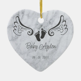 Förlustminnesmärke över baby med baby namn och dat julgransprydnad keramik