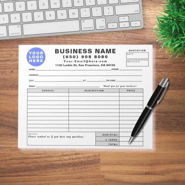 Form Business Quotation Invoice Sales Receipt Anteckningsblock (Skapare uppladdad)